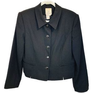 Vintage Haut de Gamme En Avance Black Wool Blazer Suit Jacket Point Collar Sz 12